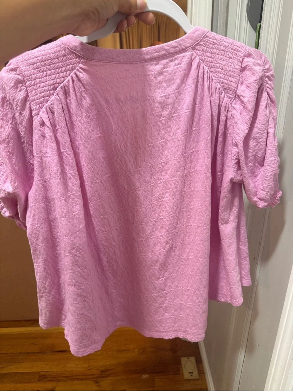 Free People Bubblegum Pink Textured Henley Top